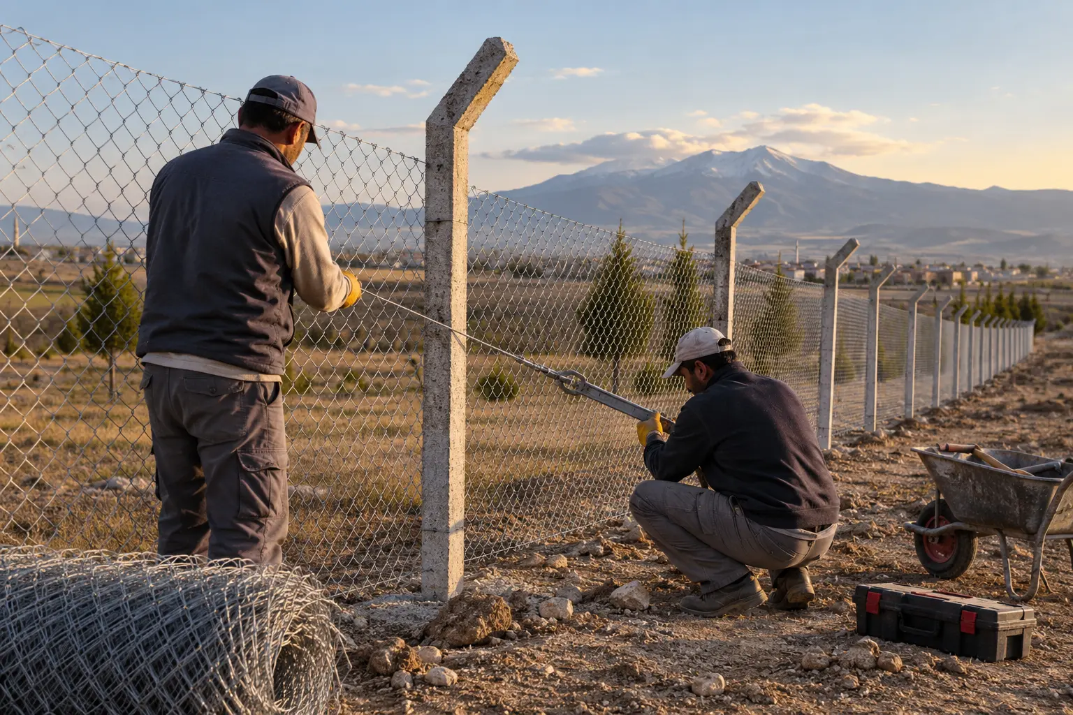 Konya beton direkli tel örgü montaj uygulaması